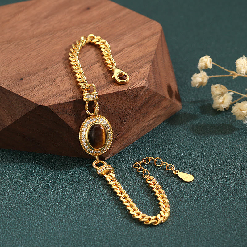 Olivenorma "The Book Of Galaxy" Bracciale in oro con occhio di tigre 