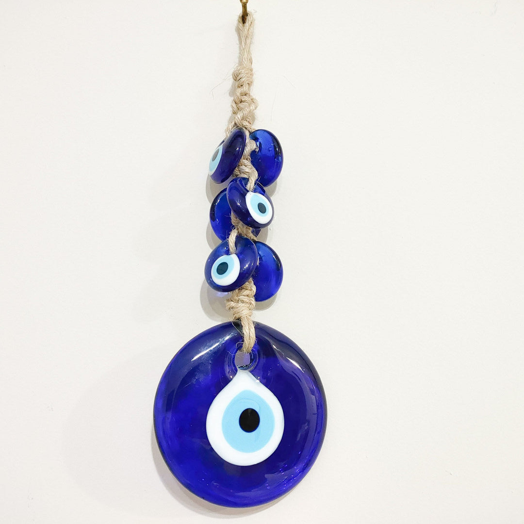 Decorazione ornamentale da appendere alla parete in vetro blu con occhio malvagio Olivenorma