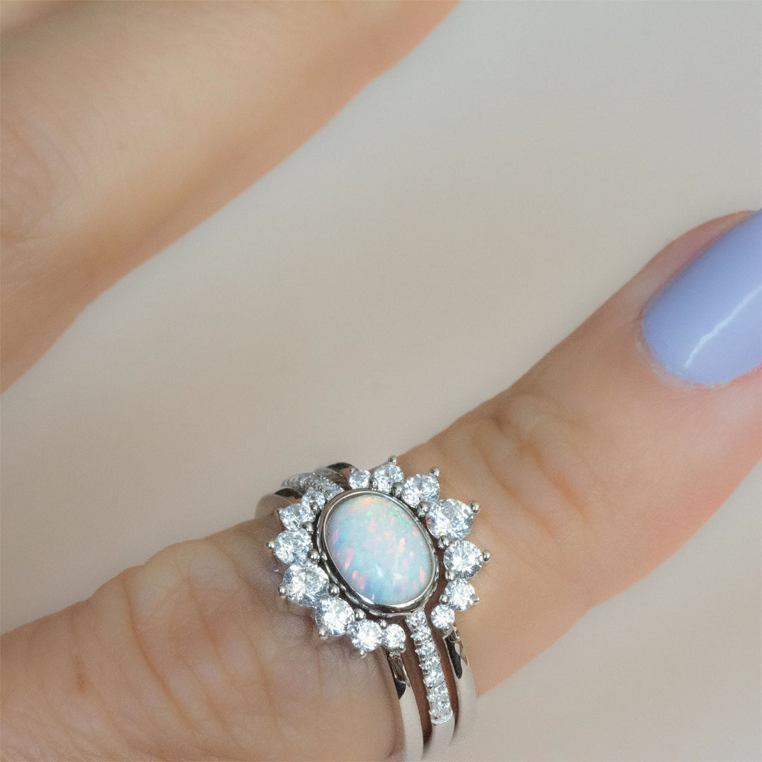 Olivenorma Opal Stacking Three Layer Ring