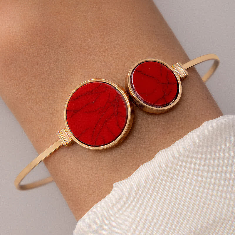 Olivenorma Set di cinque bracciali aperti in lega di pietra naturale 