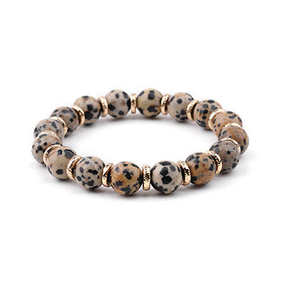 Olivenorma Bracciale con ciondolo Hamsa in ossidiana diaspro dalmata naturale