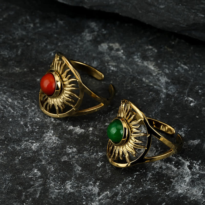 Olivenorma "Sun Arise" - Anello in giada verde celeste