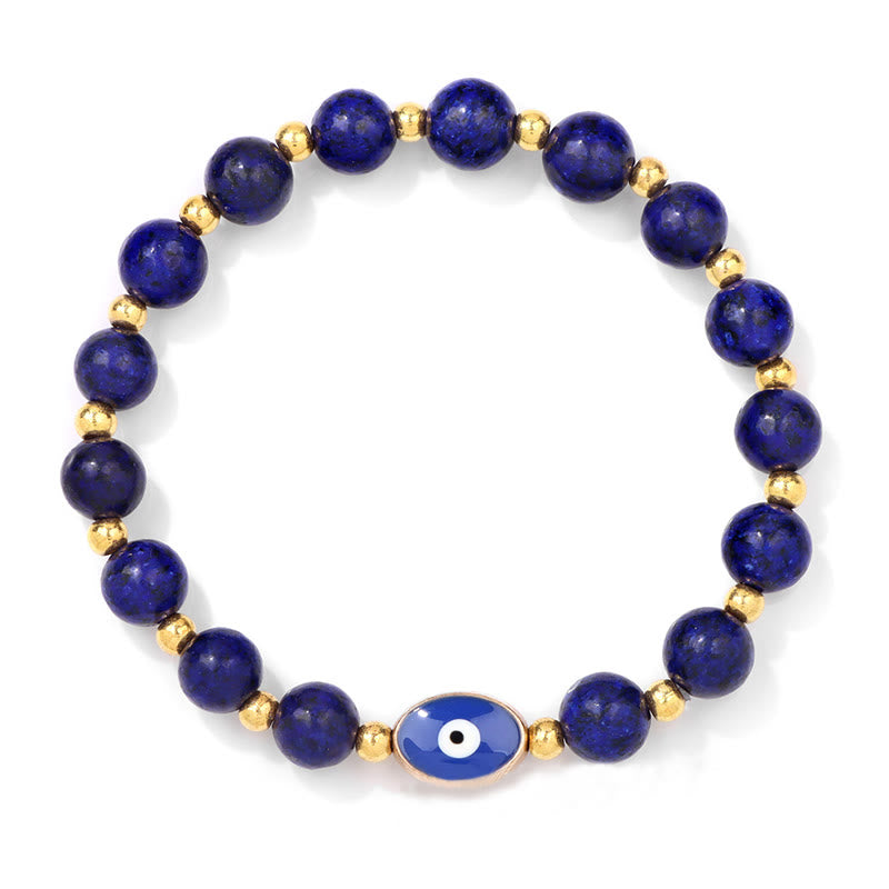 Olivenorma Braccialetto Occhio di Tigre Blu 8mm Malocchio