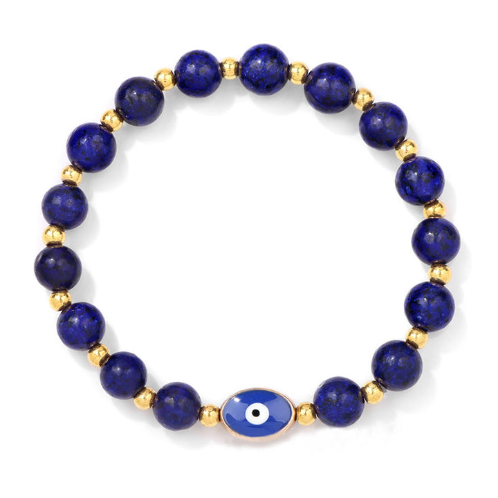 Olivenorma Braccialetto Occhio di Tigre Blu 8mm Malocchio