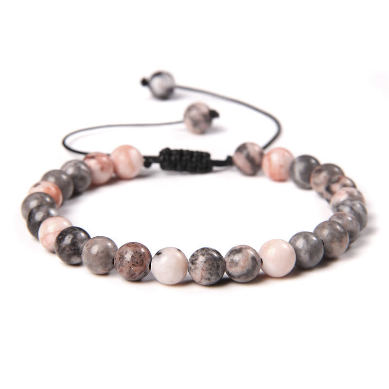 Bracciale intrecciato con perline di pietra naturale Olivenorma da 6 mm 