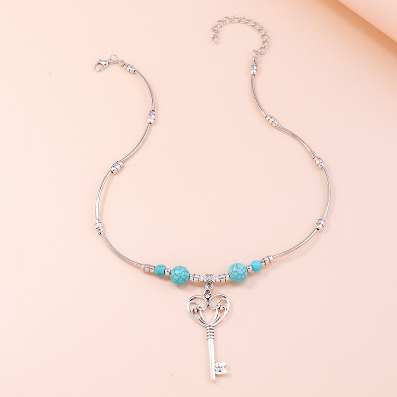 Collana con ciondolo chiave d'amore bohémien turchese Olivenorma
