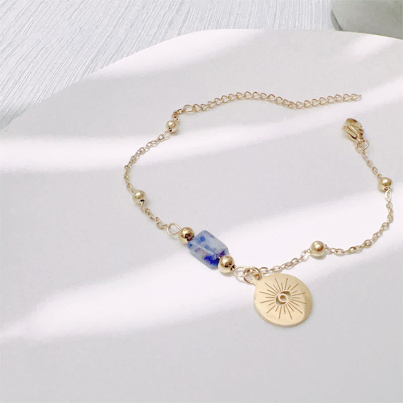 Olivenorma Braccialetto con collana e orecchini con occhio maligno in sodalite blu naturale