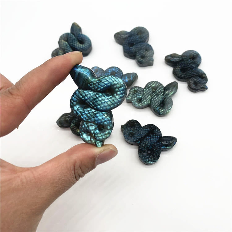 Decorazione per la casa in labradorite naturale Olivenorma con drago volante