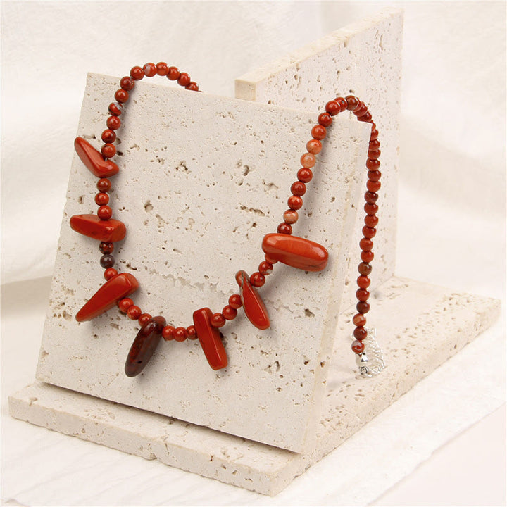 Olivenorma Collana Bohémien in Pietra Zanna Naturale con Perline da 4 mm