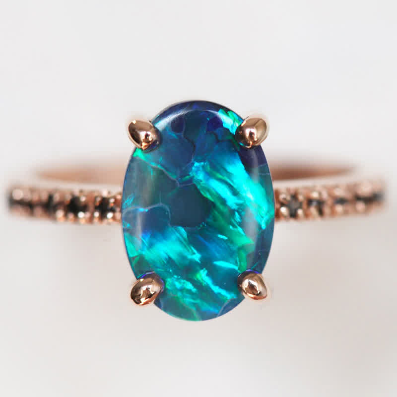 Olivenorma Sapphire con opale - Anello da 3 pezzi