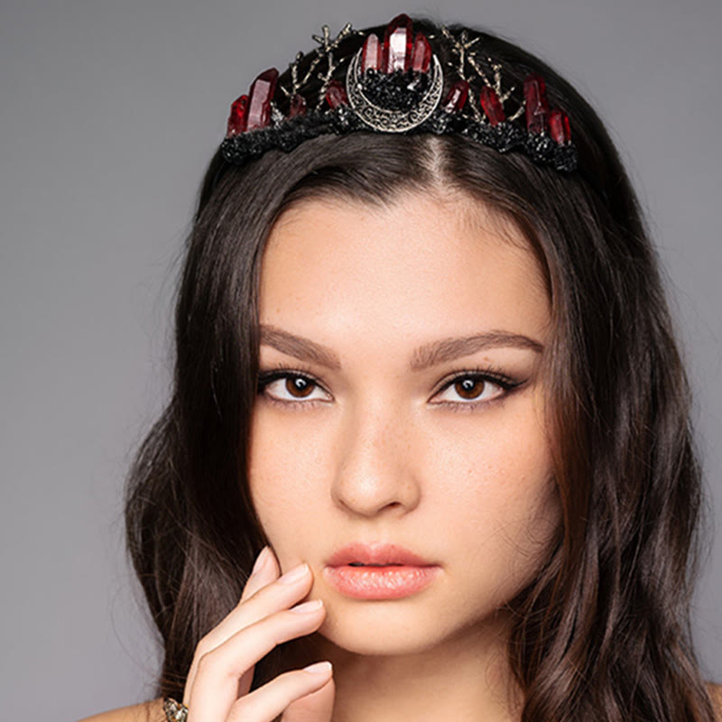 Corona di cristallo con ramo di luna stregata in quarzo rosso Olivenorma