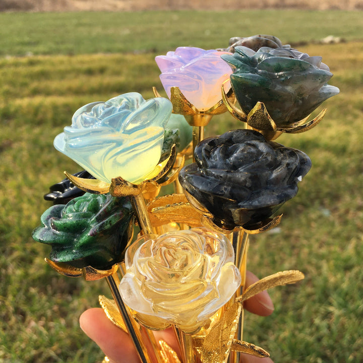 Olivenorma Crystal Rose Flower Artigianato Decorazione con pietre preziose