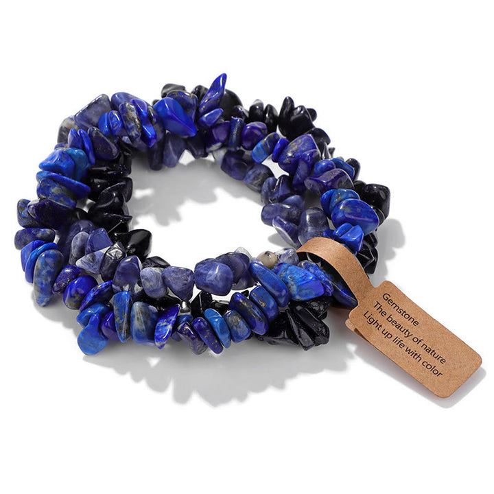 Bracciale Olivenorma a tre strati con ghiaia di cristallo irregolare naturale