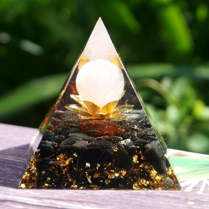 Olivenorma Quarzo Ialino Ossidiana Simbolo del Loto Piramide Orgonica
