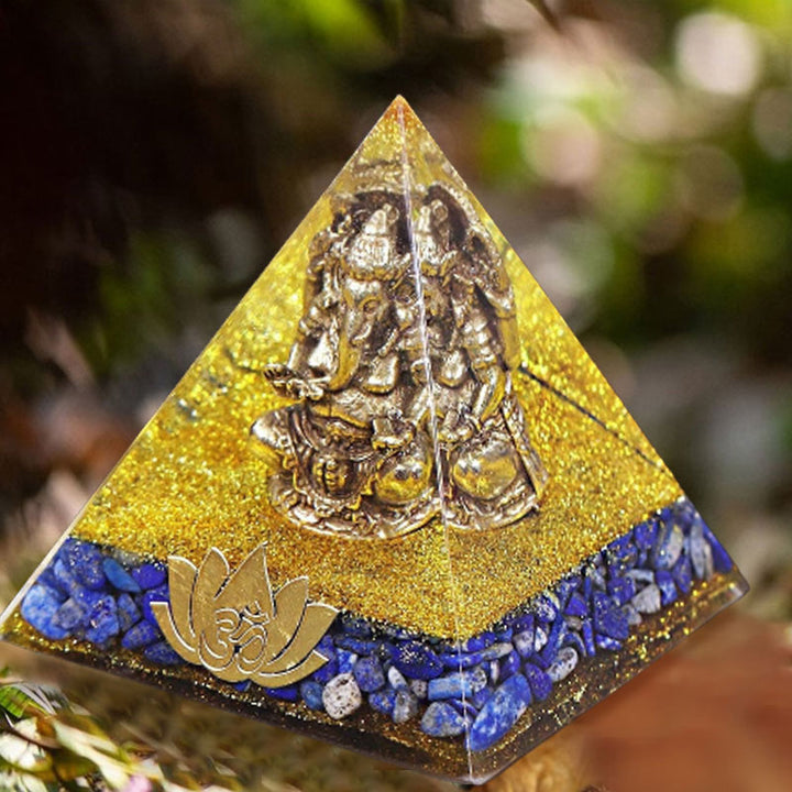 Olivenorma Lapislazzuli con simbolo di elefante Piramide di Orgone