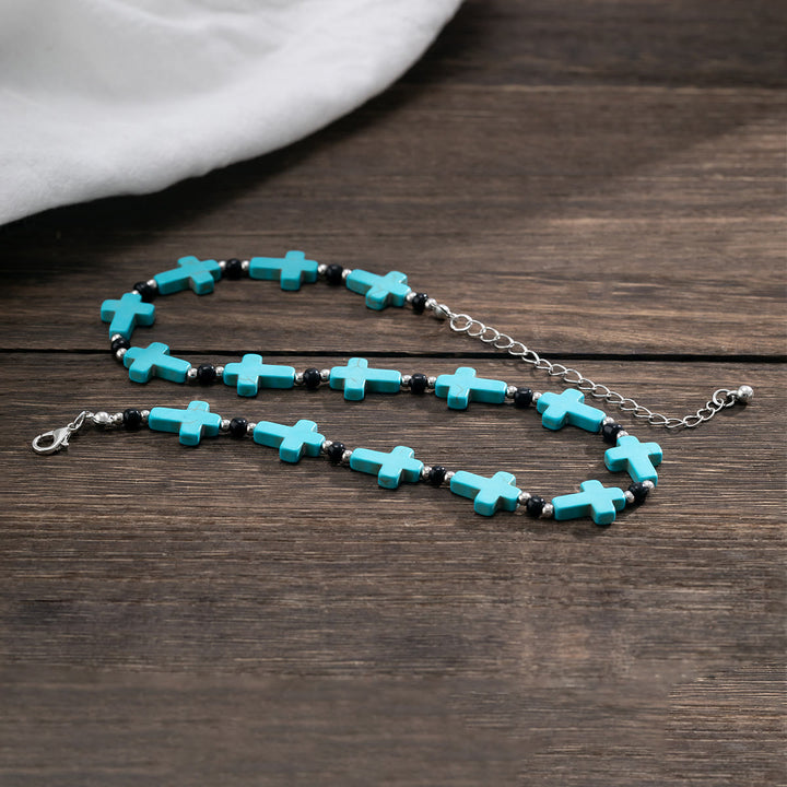 Collana con filo incrociato turchese Olivenorma