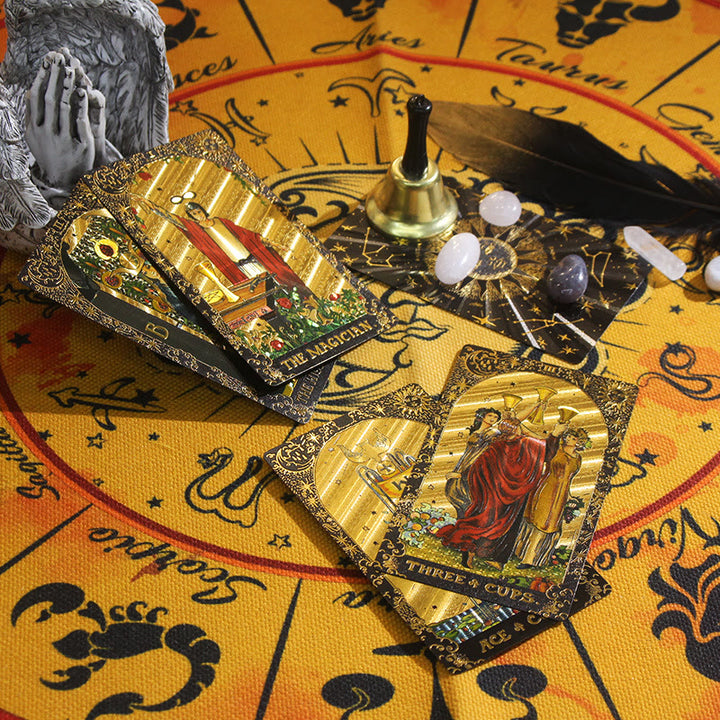 Olivenorma Black Gold Waite Foil Golden Tarot Deck Carte