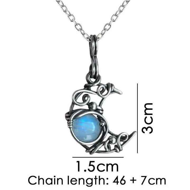 Collana con pietra di luna in argento e luna della Boemia Olivenorma