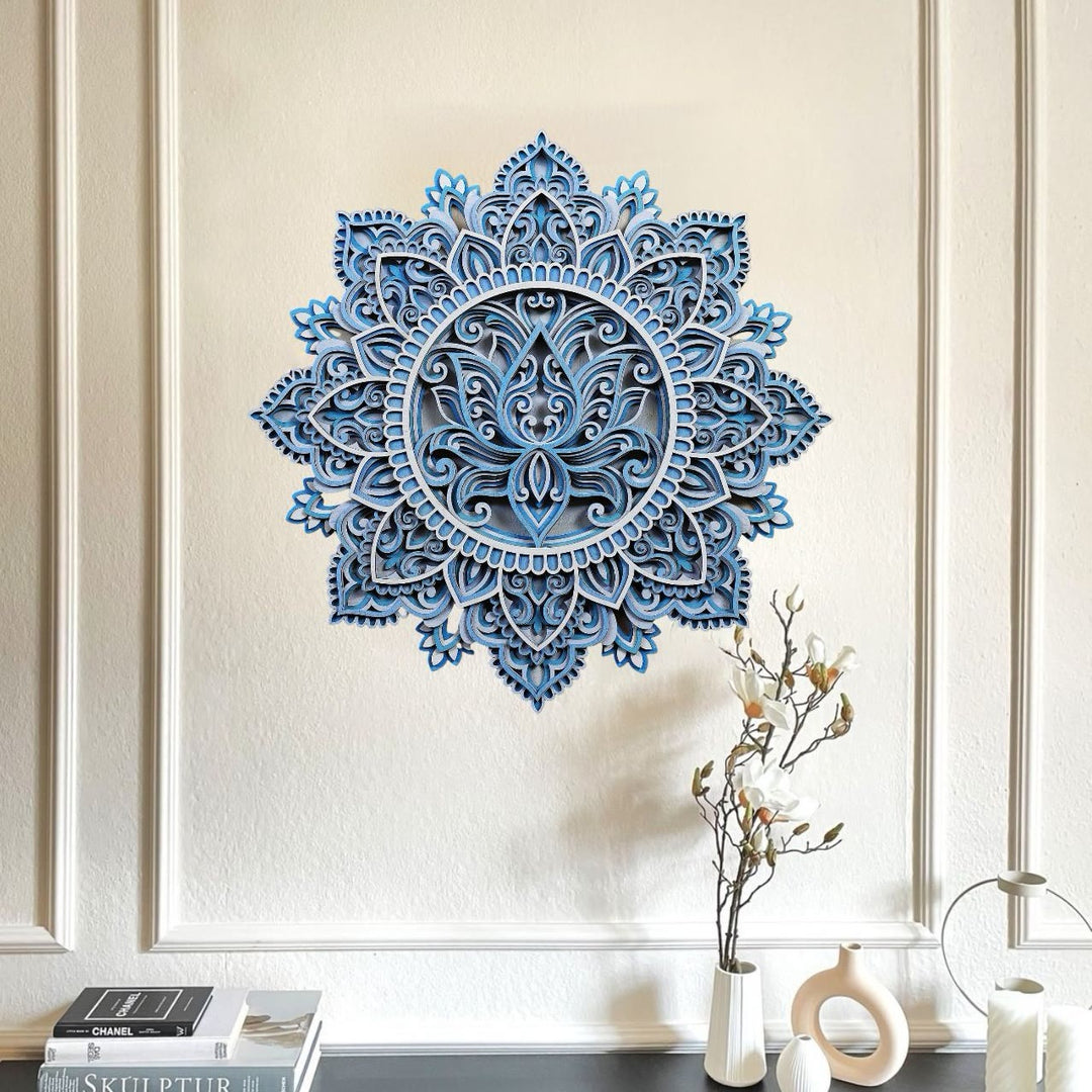 Olivenorma Blue Lotus Mandala 3D Pittura Decorazione da parete