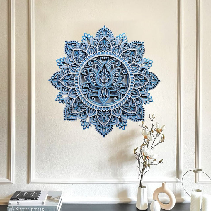 Olivenorma Blue Lotus Mandala 3D Pittura Decorazione da parete