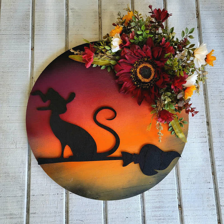 Olivenorma Decorazione da parete con luna celeste e gattino