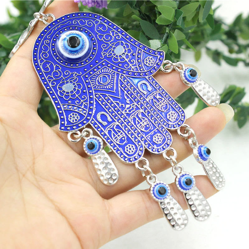 Olivenorma Blue Evil Eye Hamsa Ornamento Decorazione da parete 