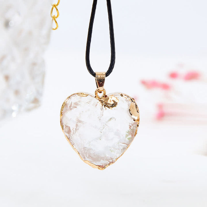 Collana di cristallo di fluorite a forma di cuore creativo