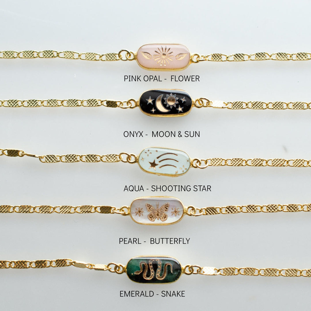 Braccialetto in pietra naturale Olivenorma Butterfly Star Moon Love