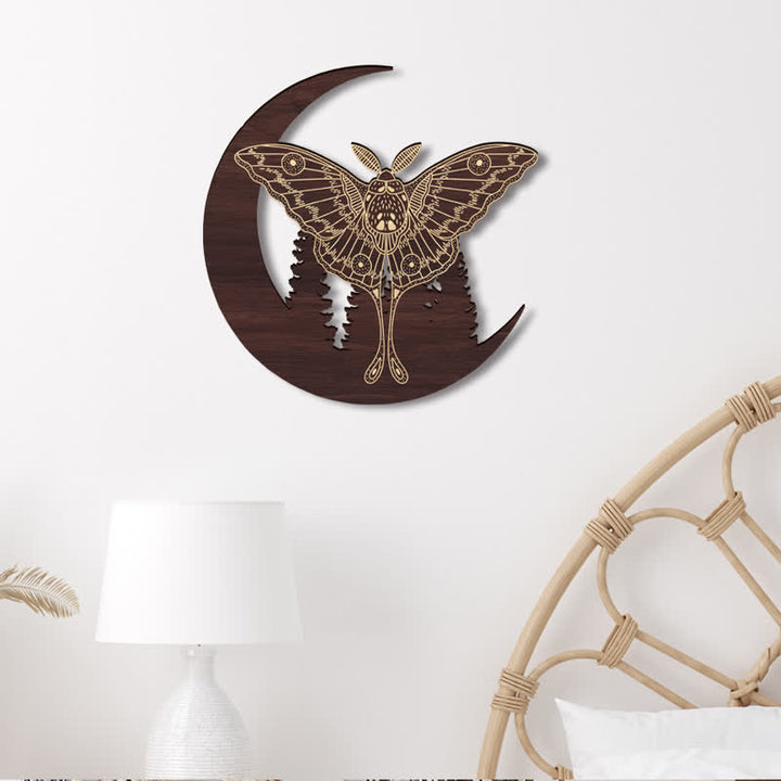 Decorazione da parete in legno Olivenorma Crescent Moon Moth