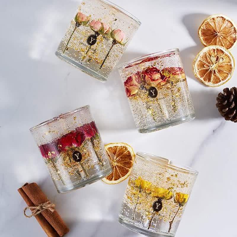 Olivenorma Candela romantica per aromaterapia con fiori veri