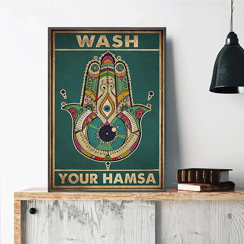 Olivenorma Chakra Yoga "LAVA IL TUO HAMSA" Poster del malocchio