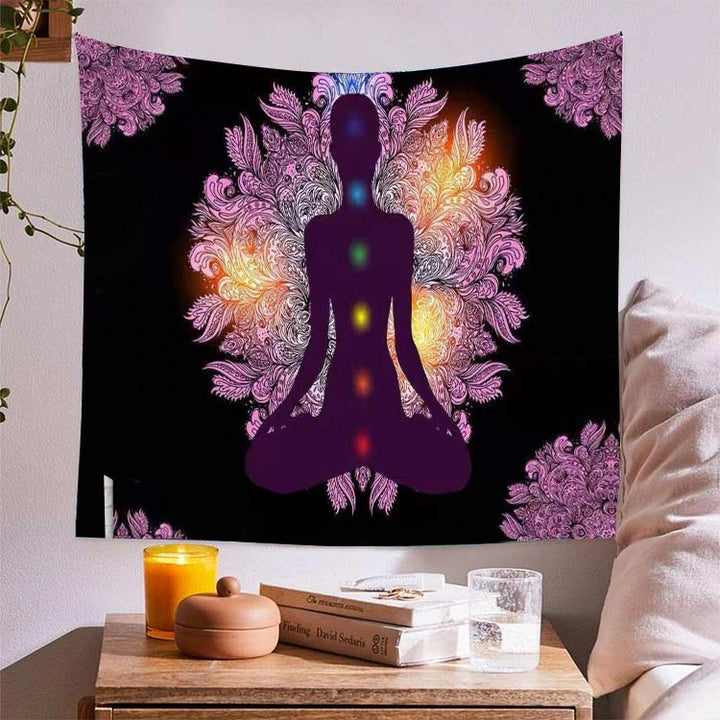 Arazzo yoga di meditazione dei sette chakra