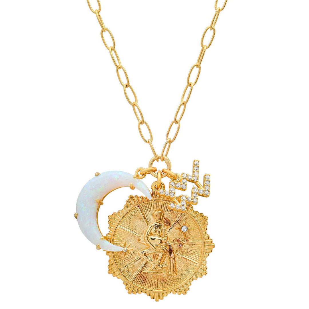 Collana con rune dello zodiaco e opale lunare Olivenorma