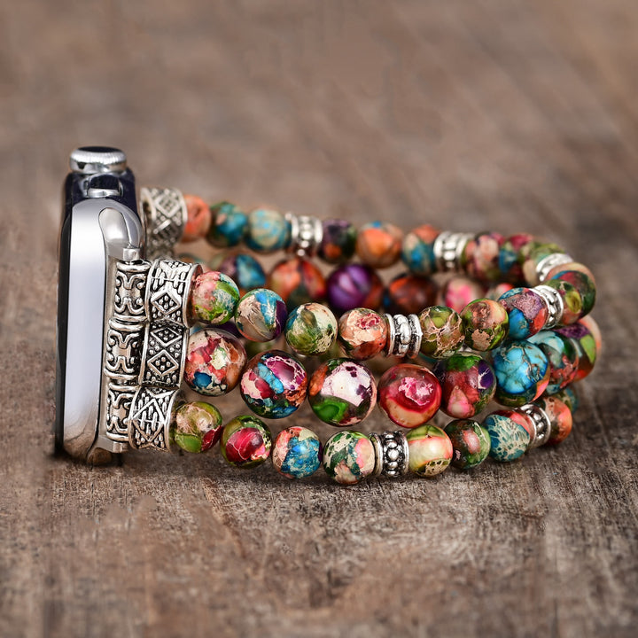 Cinturino elastico per Apple Watch Olivenorma Oyster Turquoise Beaded Cord