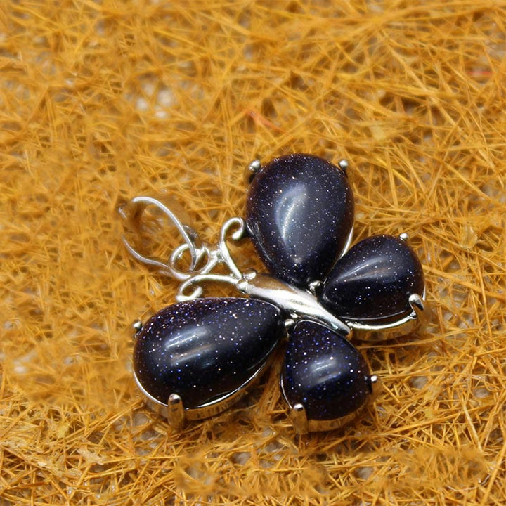 Collana a farfalla con pietra preziosa di cristallo naturale Olivenorma