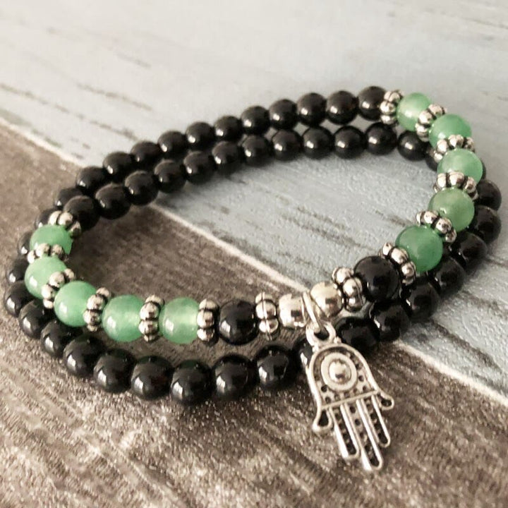 Olivenorma 6mm Doppio Giro Uomo Donna Hamsa Bracciale Set