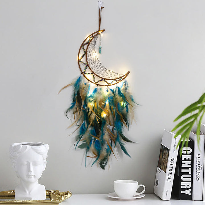 Olivenorma Ciondolo Turchese Ematite Perline Luna Piuma Acchiappasogni 