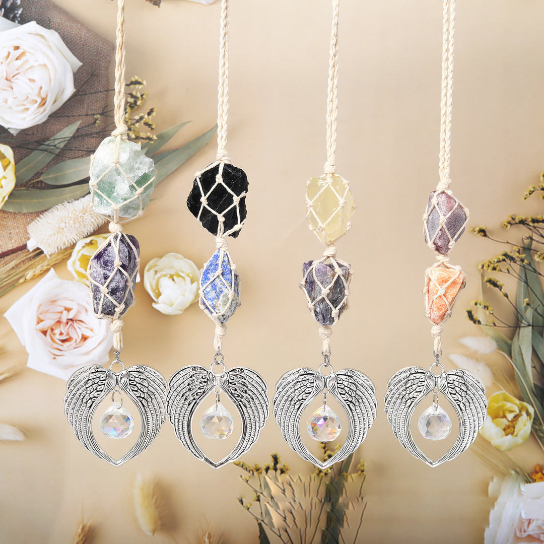 Olivenorma Decorazione per finestra con acchiappasole a forma di ali d'angelo in metallo