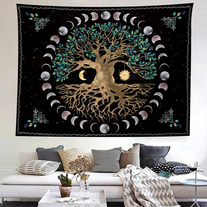 Olivenorma Fase lunare Albero della vita Arazzo 