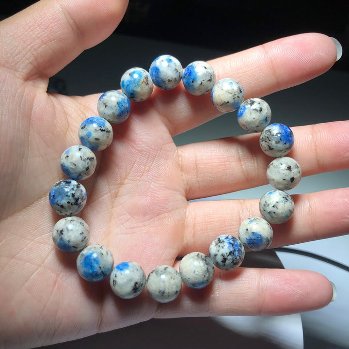 Bracciale di pietra energetica con perline di azzurrite naturale Olivenorma da 11 mm