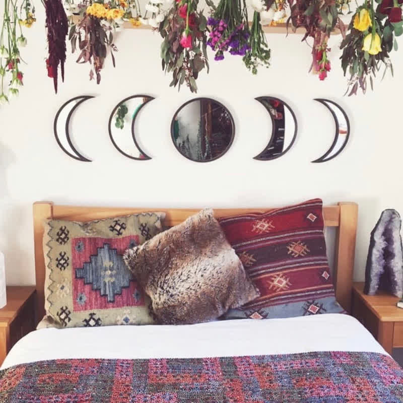 Specchi da parete in compensato di legno Olivenorma con fasi lunari - image 2