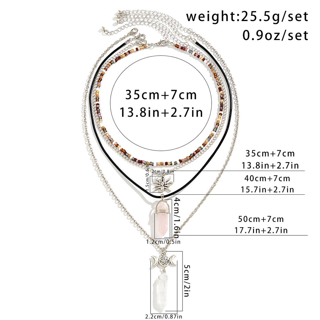 Olivenorma Set di collana con ciondolo Hamsa con albero della vita in quarzo naturale