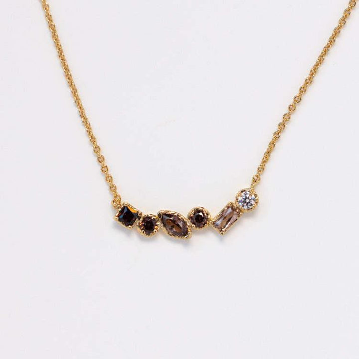 Olivenorma Collana con ciondolo in perline con pietre portafortuna multiple placcate in oro e rame