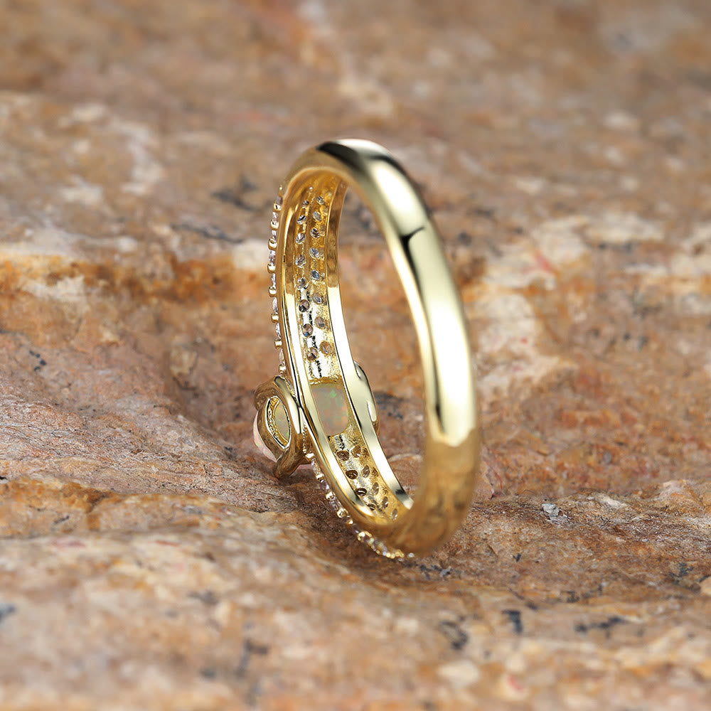 Anello Olivenorma "Shiny Elegance" con fascia in zircone e opale rotondo