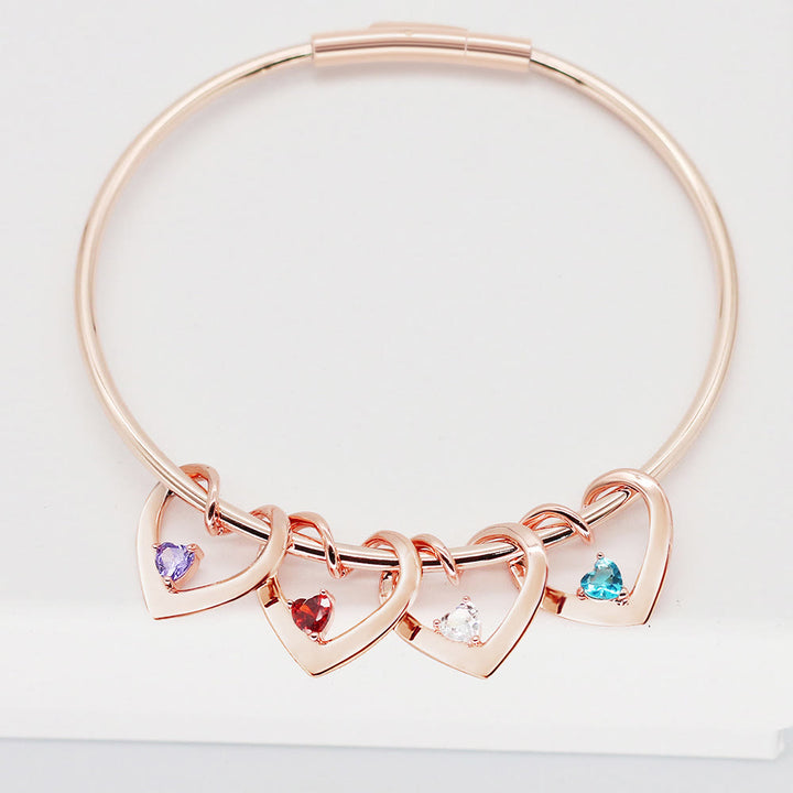 Olivenorma Braccialetto a catena con ciondolo a forma di cuore con pietra portafortuna e nome personalizzato