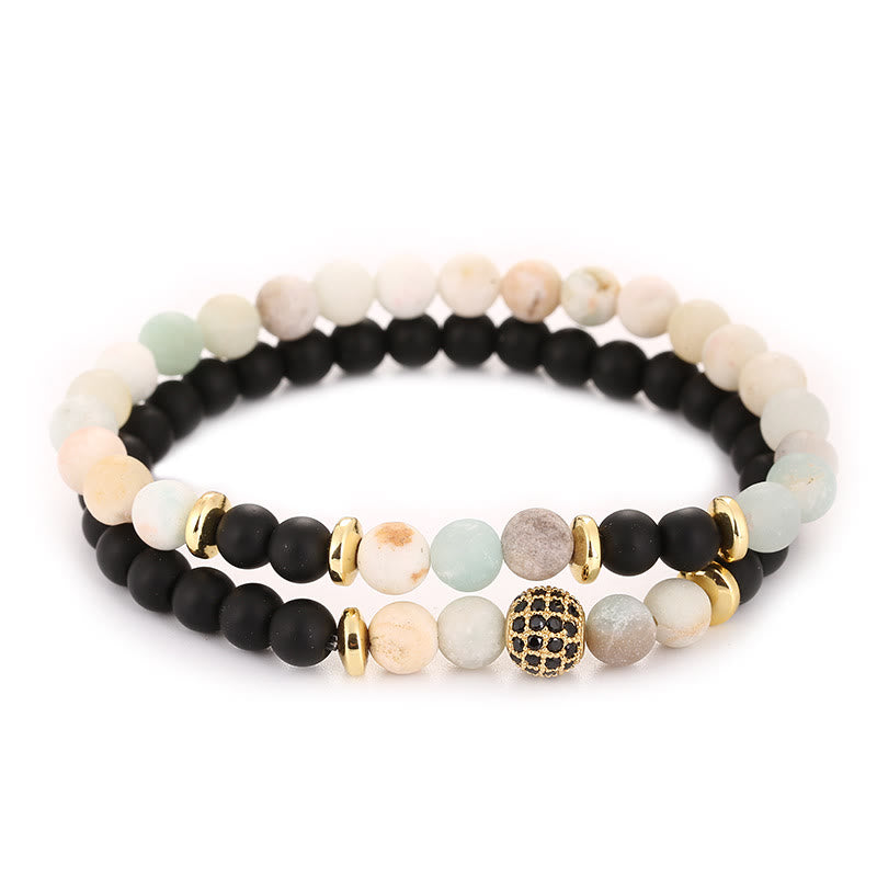 Bracciale da uomo con perline a due strati in cristallo naturale Olivenorma
