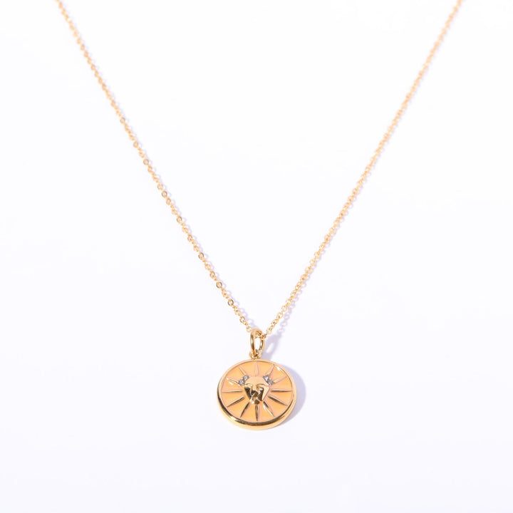 Collana Olivenorma in acciaio inossidabile 18k con zircone bianco e zodiaco vintage