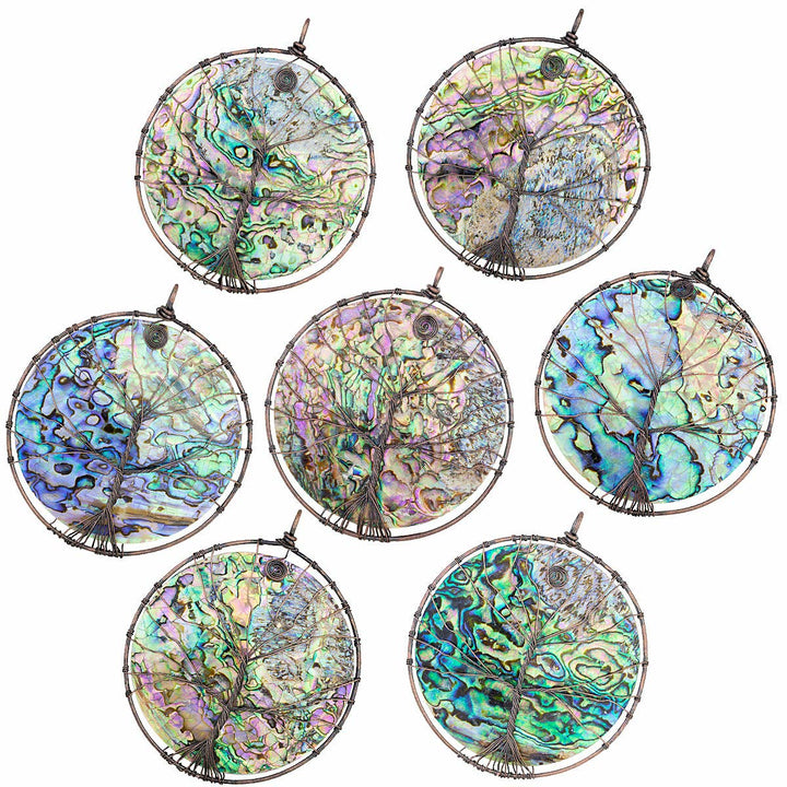 Ornamento pendente con albero della vita in conchiglia di abalone Olivenorma
