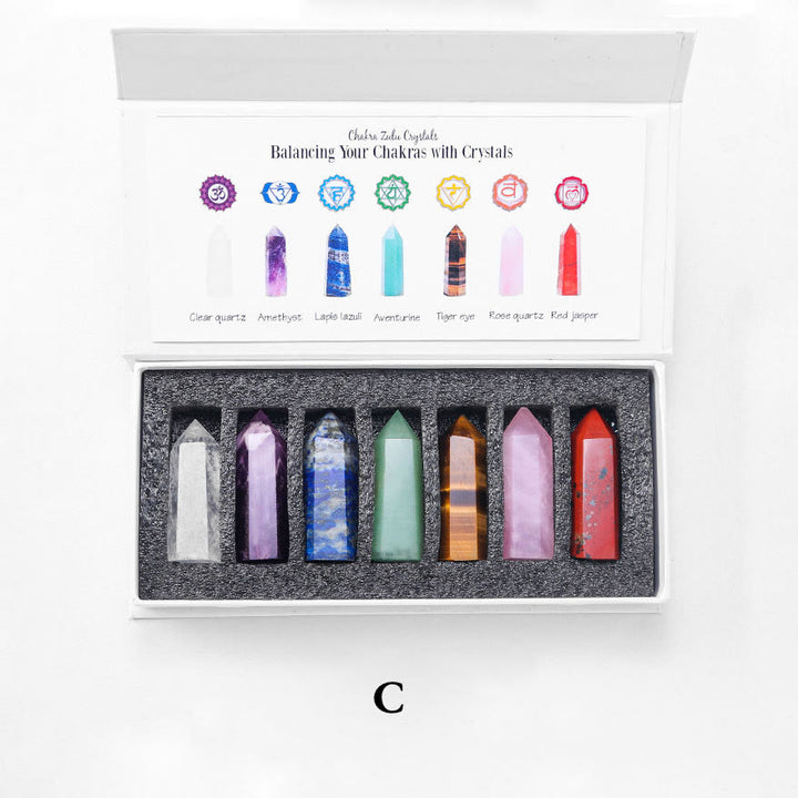 Olivenorma Chakra Pietra grezza Decorazione Set Bacchette di Cristallo