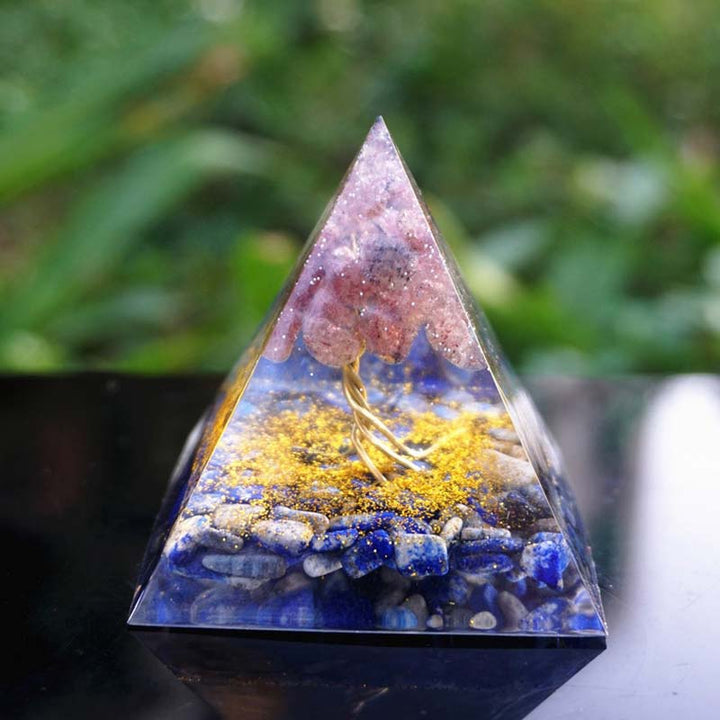 Olivenorma Lapislazzuli con Quarzo Fragola Albero della Vita Piramide Orgonica 